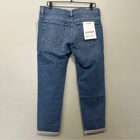Frame Le Garçon Boyfriend Jeans Size 31 medium wash cuffed mid rise - Picture 4 of 10